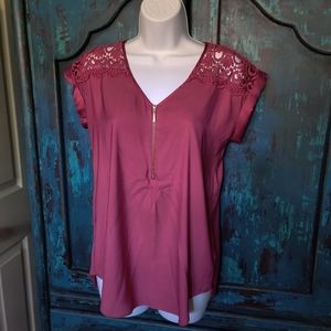 Express fuchsia satin blouse